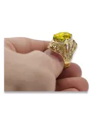 8K geltonas auksas Yellow Peridot Žiedas Vintažinis stilius vrc031x-yp Art Deco Rusiški vintažo papuošalai, SSRS stilius